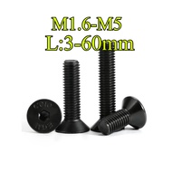 10.9 Grade High-Strength Countersunk Head Hexagon Socket Screw Black Flat Head Screw Bolt M1.6/M2/M2