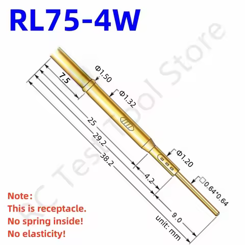 20/100PCS RL75-4W Test Pin PL75-B1 Receptacle Brass Tube Needle Sleeve Seat Wire-wrap Probe Sleeve 3