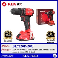 KEN-72202 (KEN BL7220D-20C) KEN 20V CORDELESS BRUSHLESS IMPACT DRILL 13mm @ 60N.m (2.0Ah X 2B)