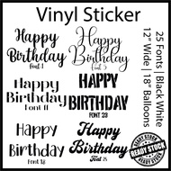 12" Wide Balloon Sticker Happy Birthday Vinyl Bobo Bubble Foil Latex Balloon Decal Custom Customize 