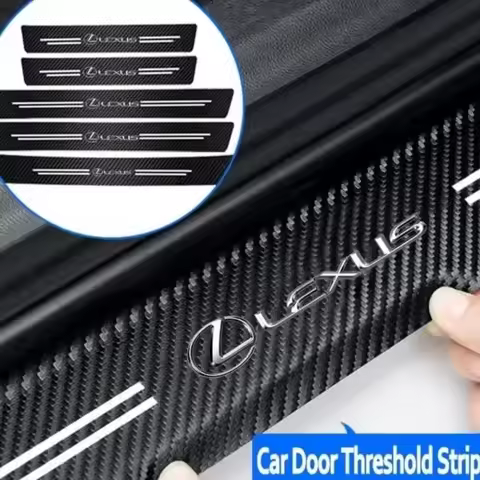 Lexus Carbon Fiber Car Door Sill Decor Stickers Anti-Scratch Decals for LS LC RZ IS350 ES300 GS350 C