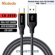 Mc-do.do CA-3020 PD USB To Type C Auto Power Off Data Cable Phone Charging Cord - Black (1.2M/100W)