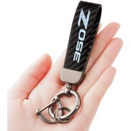 HUIANTS Carbon Fiber Style Car Keychain 350Z Emblem Microfiber Leather Key Chain compatible for Niss