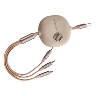 3.5A 復古三合一usb伸縮快速充電線 iPhone 16/Lightning/Type-C  1.2m  泡沫粉  1條