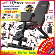 【THICKEN】ADSports AD600 Multi-Purpose Adjustable Gym Weight Bench - Fordable Sit up Dumbbell Exercis