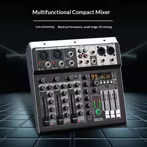 99 DSP Bluetooth Mixer - Small Audio Mixer with 48V Phantom Power, USB MP3, 3-Band EQ for Live Strea