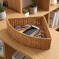 [Serenable] Corner Basket Saving Multifunctional Imitation Rattan Triangular Shelf Basket for Farmho