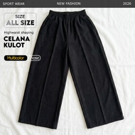 Amused - Culottes Premium HighwaistWanita - Thick, Cool, Non-Transparent Striped Scuba Knit Loose Pa