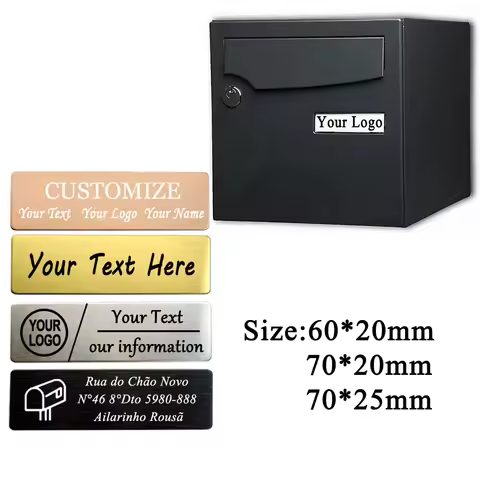 Adhesive Letterbox Sign Plaque Name Badge Personalize Text Logo Size 6x2 7x2 7x2.5cm Engraved Stainl