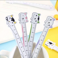 PEMBARIS Wooden Ruler BOOKMARK Cartoon Creative Cat Wooden Ruler Measuring Straight Ruler Stationery