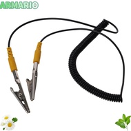 IARMARIOQR Anti-Static ESD Grounding Cable, 2mm 180cm / 71" Coiled Cord, PU,Metal Black Male-to-Fema