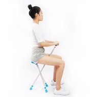 AT&amp;💘Kefu  Crutch Stool Tripod Crutch Chair Lightweight Non-Slip Folding Walking Stick for the Elderly Dual-Use Crutch wi