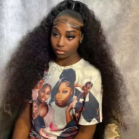 360 HD Full Water Wave Frontal Wig 13x6 Brazilian Deep Curly Human Hair Wigs Water Wave 34Inch 13x4