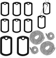 10 Pack Dog Tag Silencers with 4 Chains,Military Engraved Dog Tag Silicone Case Black Army Dog Tags
