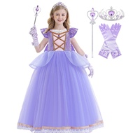 Mqatz váy con gái bên cosplay Rapunzel Công Chúa màu tím ren váy dạ hội tiệc cưới trang phục vũ hội