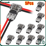 SERENDI 1/5Pcs Pluggable Wire Connector, 2 Pin T Type Electrical Cable Crimp, Durable No Stripping L