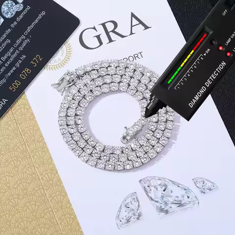 GRA Certified Moissanite Tennis Necklace 3/4/5/6mm Solid 925 Sterling Silver Diamond Tennis Necklace