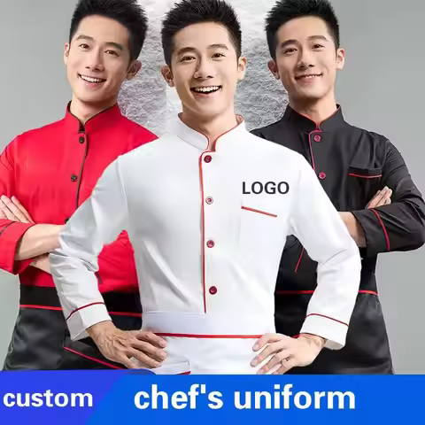 Chef's Work Clothes Men's Long Sleeved Hotpot Restaurant Dessert Baker's Jacket Chef's Uniform Perso