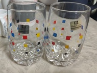 Parka Glass 復古彩色方格厚底玻璃杯 一對