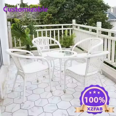 Factory Direct 2026 Balcony tea table and chair combination outdoor small rattan chair three-piece s