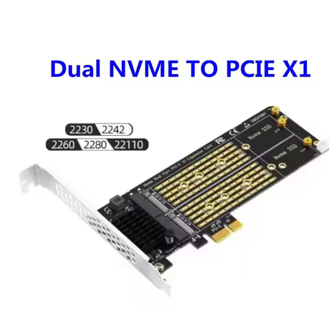 PCIe To M2 NVME Adapter Card PCIe X1 2Port NVME M Key SSD Converter M.2 PCI Express X1 Adapter Expan