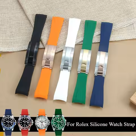 For Rolex Yacht-Master Submariner Datejust Premium Silicone Watch Strap Folding Clasp Sweatproof Lig