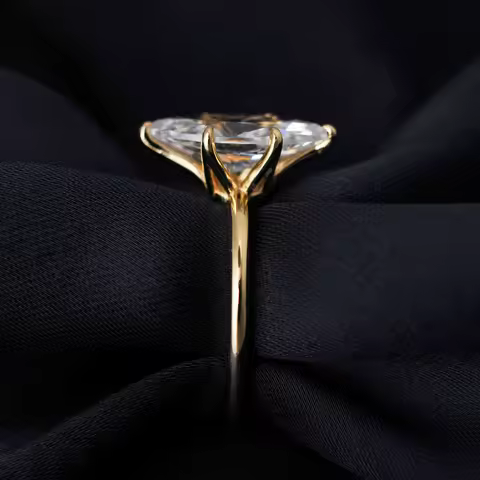 Potiy Vintage 9ct 5A Marquise Shape Cubic Zirconia Solitaire Engagement Ring For Women 925 Sterling 