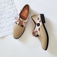 真皮德比鞋 - 珍珠奶茶 女鞋皮鞋
