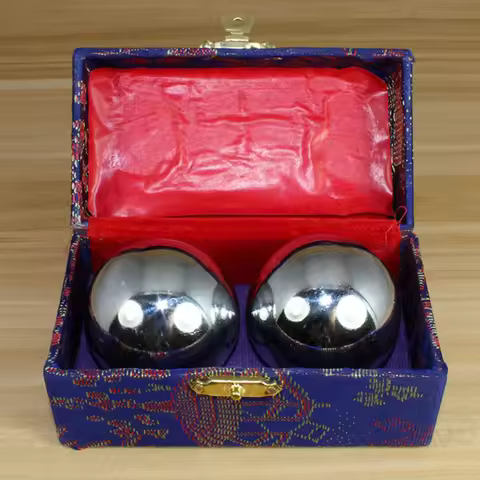 2Pcs Hand Massage Ball Stress Relaxation Chinese Health Care for Chromium Plated Silver Like solid h