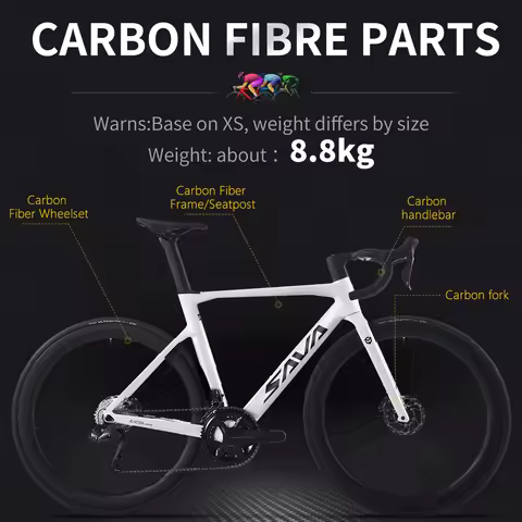 SAVA R8 Road Bike Carbon Fiber Frame, Wheels, Handlebars Adult Complete Bike With Ultegra Di2 R8170 