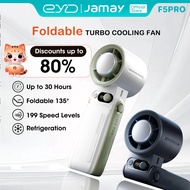 Jamay Kipas Mini Cooling Fan Portable Turbo Handheld 199 Speed LED 30H Battery Foldable Neck Recharg