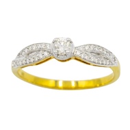 Happy Jewelry แหวนชู เพชรบ่าข้างไขว้กันสวยๆ เม็ดยอด 10 ตัง ทองแท้ 9k 37.5% เพชรเกสร ME940