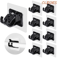 CLEOES 2pcs Curtain Rod Bracket, Nail-Free Self-Adhesive Curtain Rod Holder, No Drill Wall Hanging Adjustable Black Curtain Rod Hook Home Accessor