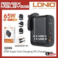 LDNIO Q366 65W SUPER FAST CHARGING CHARGER PD 65W + QC 3.0 SUPER FAST UNIVERL NOTEBOOK CHARGER ADAPTER For Samsung, Huawei, Honor, OPPO, VIVO, XiaoMi, Realme, Sony, OnePlus Lenovo, Nokia