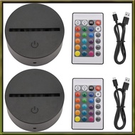 2 Pack 3D Night LED Light Lamp Base + Remote Control + USB Cable, 16 Colors Light Show Display Stand