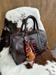 中古包 Celine 賽琳 鱷魚壓紋皮革波士頓包