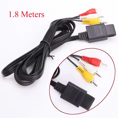 1.8 Meters Audio Video Cable Composite Cord Compatible for Nintendo 64/N64/GameCube/Super Nintendo S