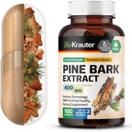 BIO KRAUTER Pine Bark Extract Capsules 400 mg - 100 Count - Antioxidant Supplement - 95% Proanthocya