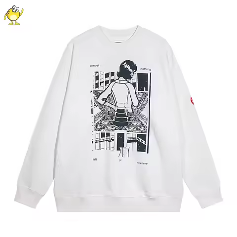 Vintage Washed White Round Neck Cav Empt Hoodies Men Woman Best Quality Oversized Cav Empt C.E Pullo