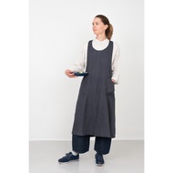 Fog Linen Work Apron Over Dress Macadamia