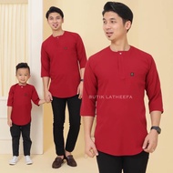 KURTA ADAMY MAROON AYAH ANAK PREMIUM | KURTA LENGAN 3 SUKU | KURTA BAYI BUDAK LELAKI
