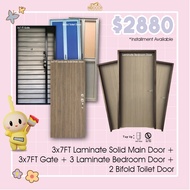 COMPLETE HOME RENOVATION PACKAGE 2022 [1 x Main Door + 1 x 3x7 Ft Gate + 3 x Bedroom Door + 2 x Bifold Toilet Door]
