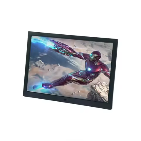 Digital photo frame 14 inches 1366 * 768, black and white USB/SD video, music, image vertical/horizo