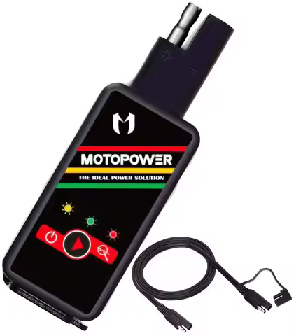 MOTOPOWER MP0620B 4.2Amp Motorcycle Dual USB Charger SAE to USB Adapter with Battery Monitor Switch 