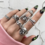 ooo 7Pcs/set Punk Snake Rings For Women Gothic Spider Men Fashion Jewelry Accessories uuu