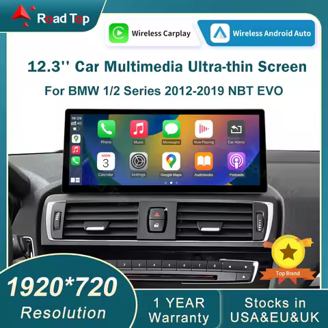 12.3 RoadTop Wireless CarPlay Android Auto Multimedia Linux Screen For BMW Series 1 2 F20 F21 F22 F2