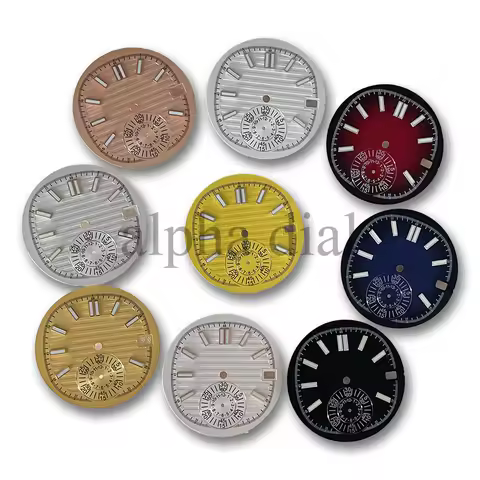30.5mm No Logo Nautilus Transverse Stripe Texture Dial Suitable For PP Seiko VK61 Quartz Movement C3
