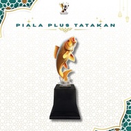 Piala Akrilik Penghargaan & Kejuaraan Memancing Motif Ikan Mas Sticker Custom | Hadiah | Liga | Kont