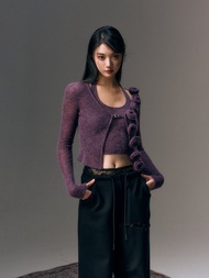 AGAM Pure Desire Rose Flower Cashmere Knitted Open Cardigan + Hot Girl Short Style Slim Hanging Neck