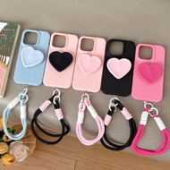 3D Heart Stand Case With Lanyard For Realme Q5i Q3 Pro Q3S Q3T Q2 X7 Max X2 XT V23 V23i V13 Anti-fal